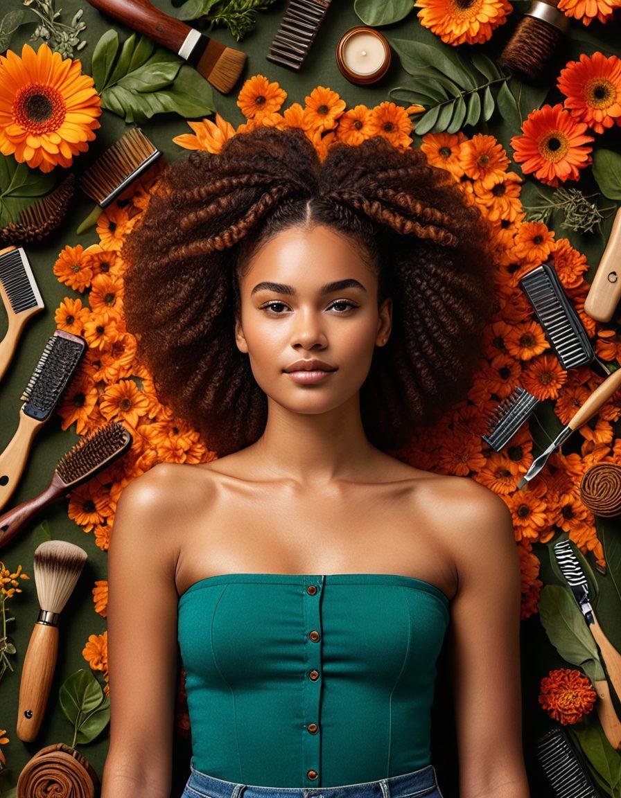 A diverse group of individuals showcasing their unique natural beauty and embracing body hair, surrounded by grooming tools like combs, oils, and brushes. The scene is lively and colorful, with nature-inspired backgrounds that highlight authenticity and self-love. Each person represents a different style, from wild curls to intricate braids, radiating confidence and individuality. The atmosphere is warm and inviting, fostering a sense of community and empowerment. vibrant colors. super-realistic. nature-inspired.
